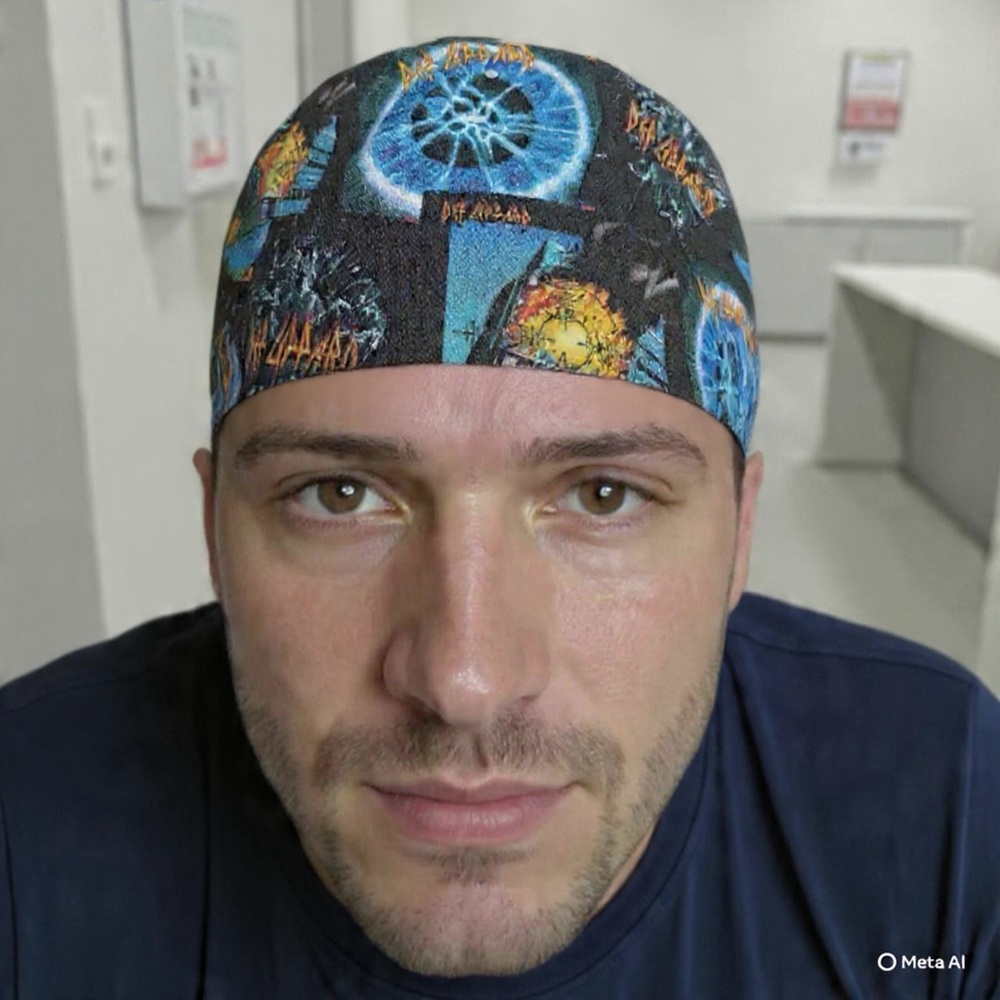 Graphic Print Surgical Scrub Cap - Blue & Black